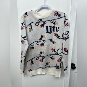 Miller Lite Holiday Men's Sweater Cream Size Medium